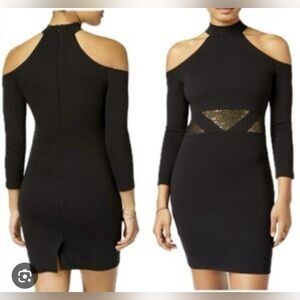 Star Wars Women's Black And Gold Halter Long Sleeve Mini Dress S